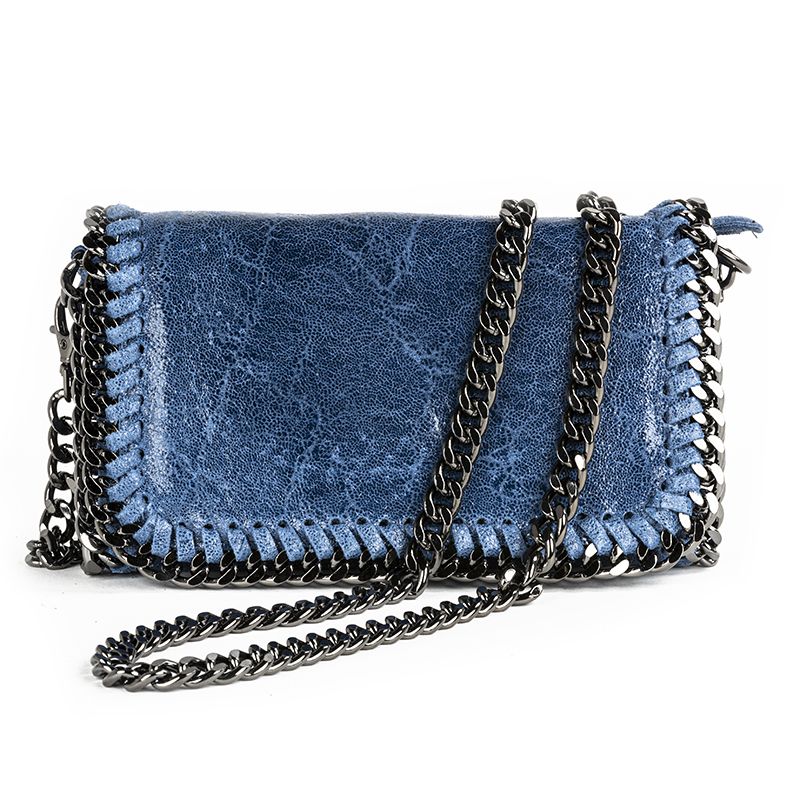 Victoria Denim Blue Leather Crossbody