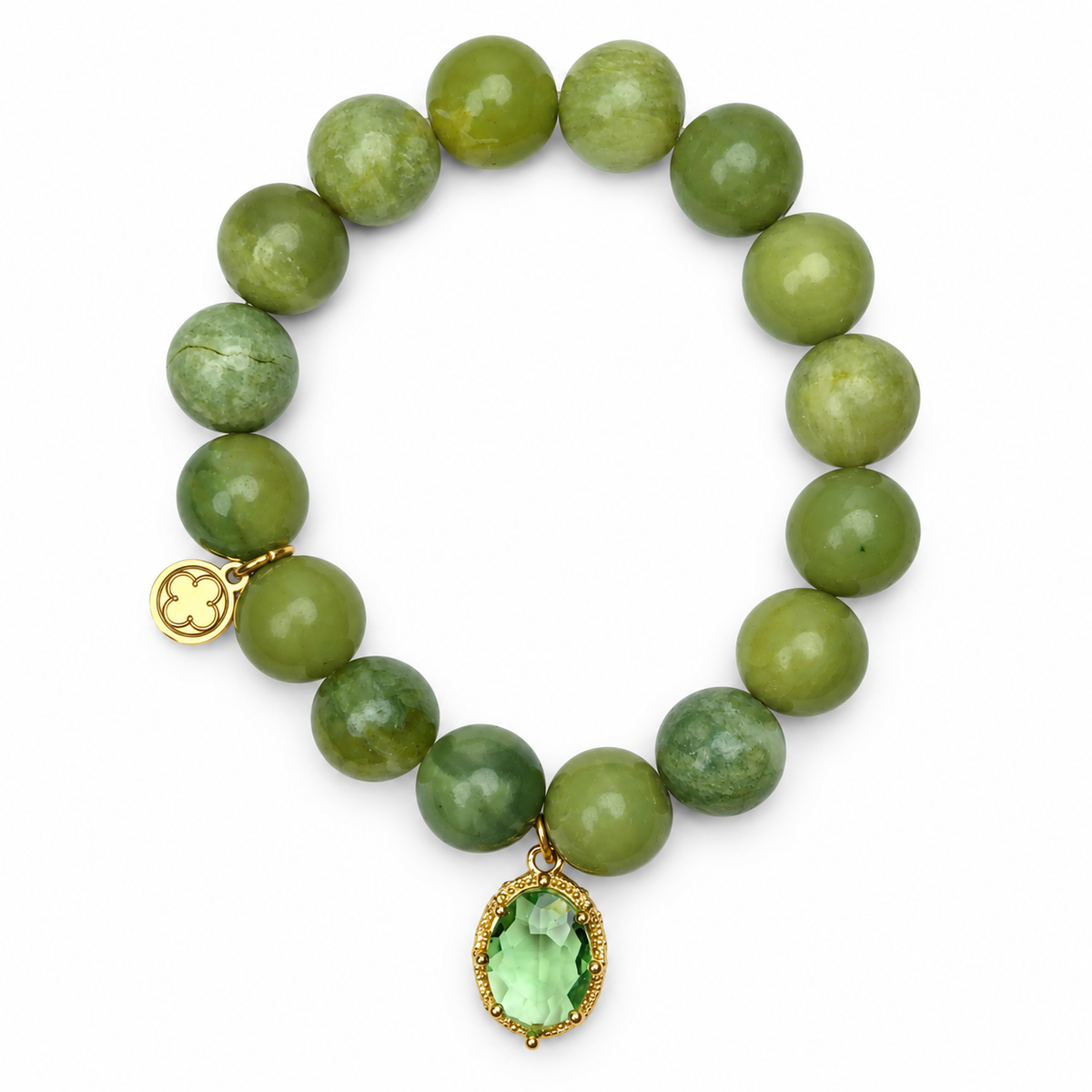 Green Garnet with Green Hidden Gem on white studio background