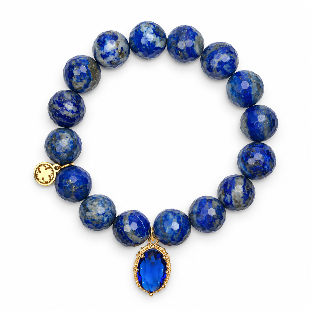 Lapis with Blue Sapphire Hidden Gem on white studio background