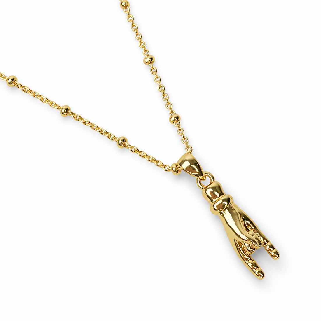 Gold "Malocchio" Hand Necklace studio photo