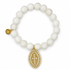 White Jade with Pavé Filigree Cross on white studio background