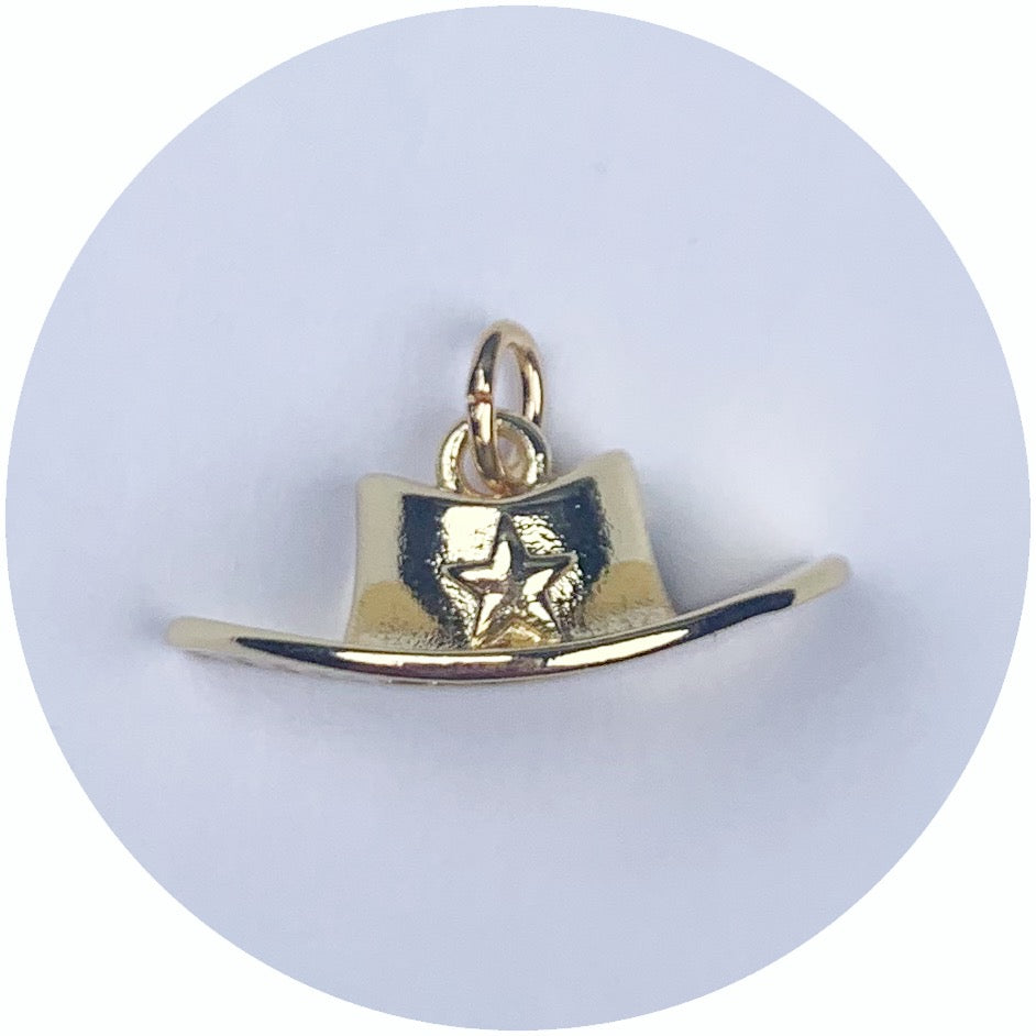 Gold Cowgirl Hat Pendant