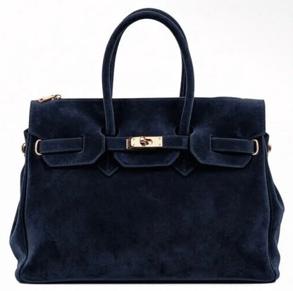 Monica Neptune Blue Natural Suede Handbag