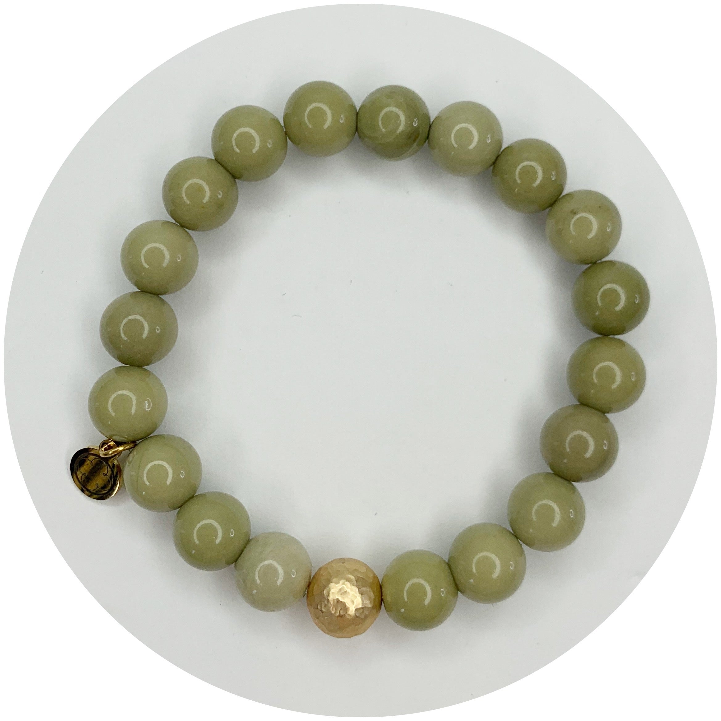Pistachio Jade with Hammered Gold Accent