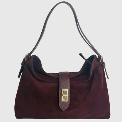 Sarina Marsala Suede Shoulder Bag