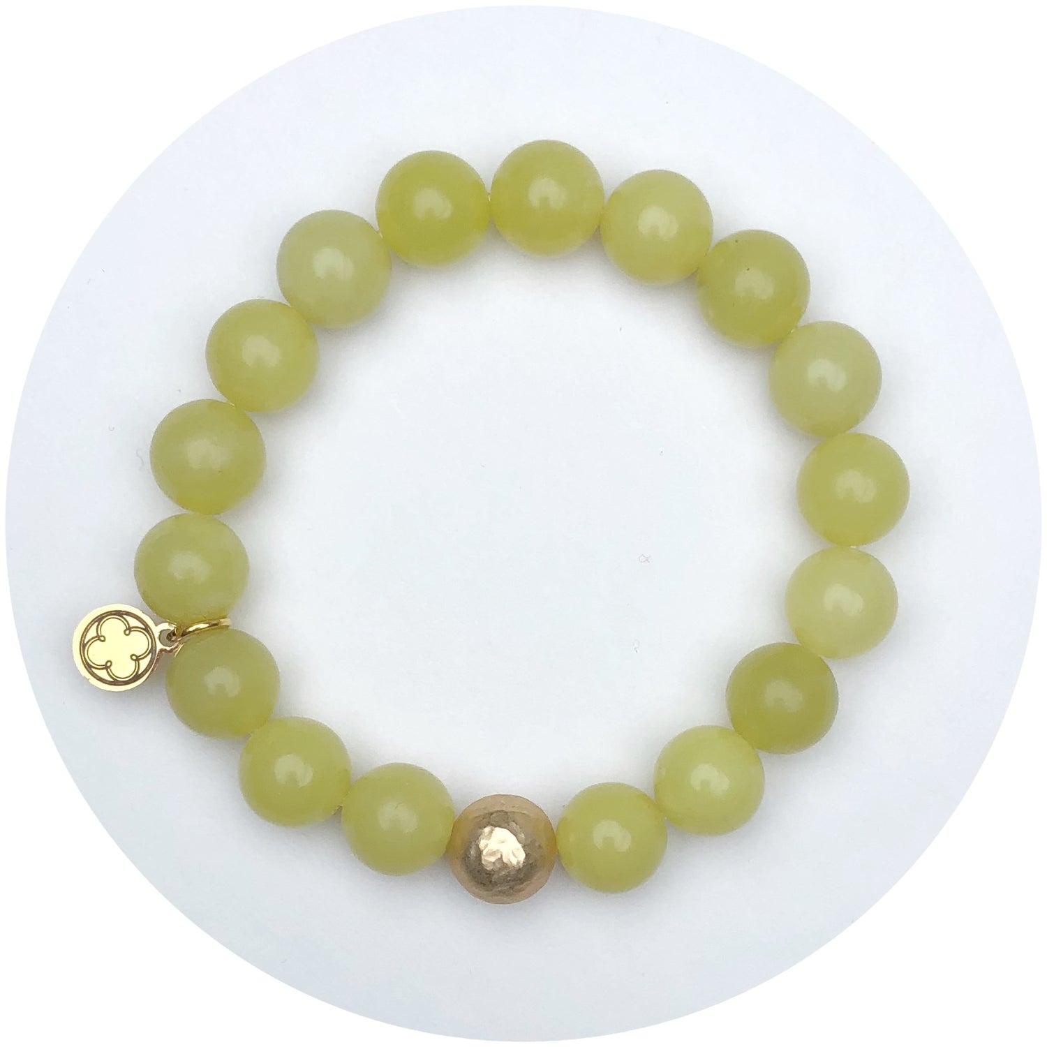 Celery Jade with Hammered Gold Accent