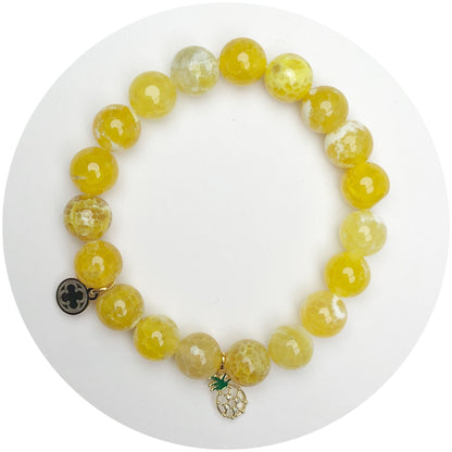 Yellow Agate with Gold Pavé Pineapple Pendant