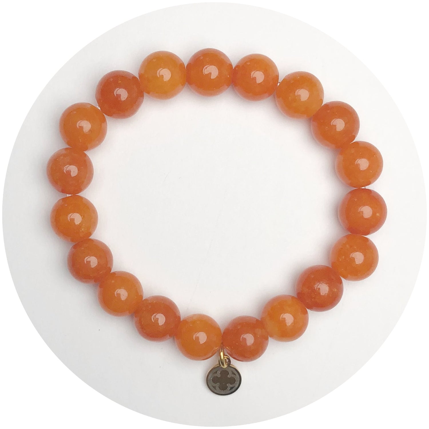 Orange Jade Beaded Bracelet