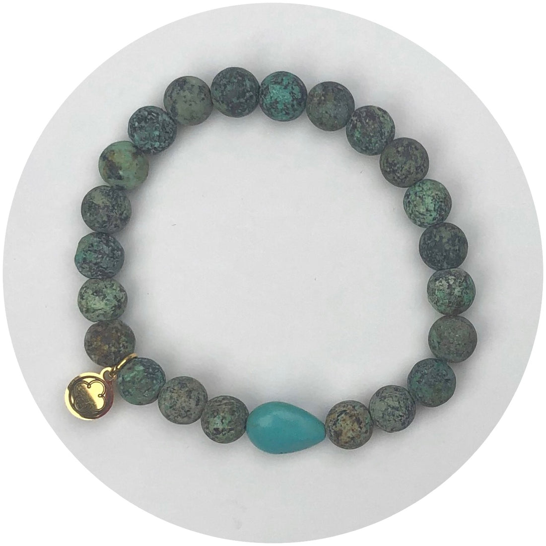 Matte African Turquoise Jasper with Turquoise Nugget Accent