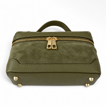 Frankie Olive Green Suede Handbag