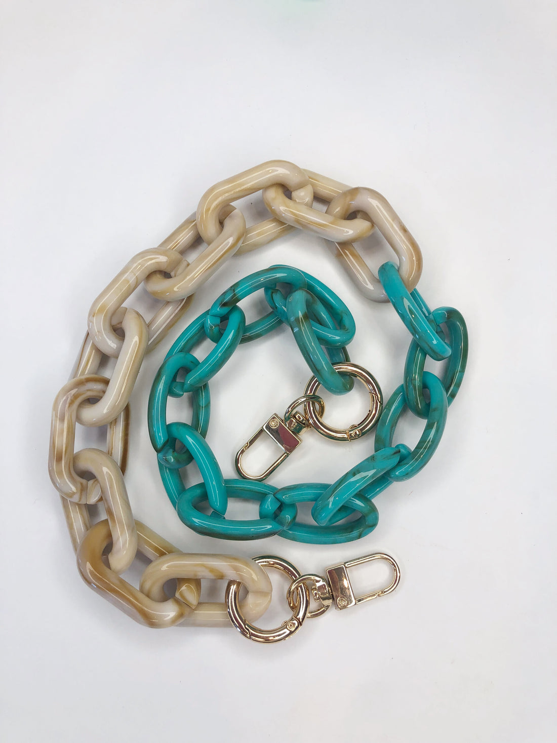 Turquoise &amp; Beige Curb Chain Bag Strap