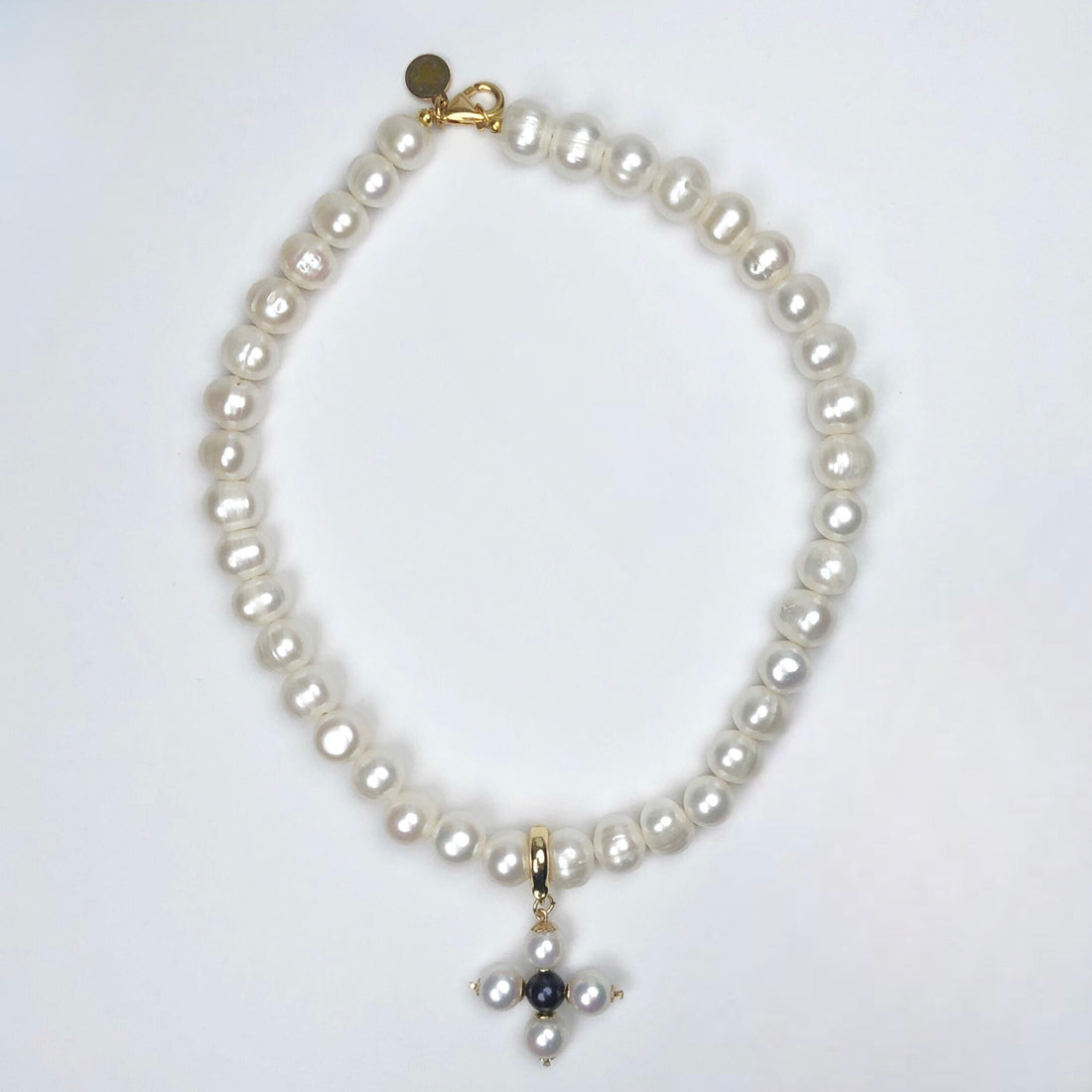 Perla Grande Freshwater Pearl with Freshwater Pearl Maltese Cross Necklace