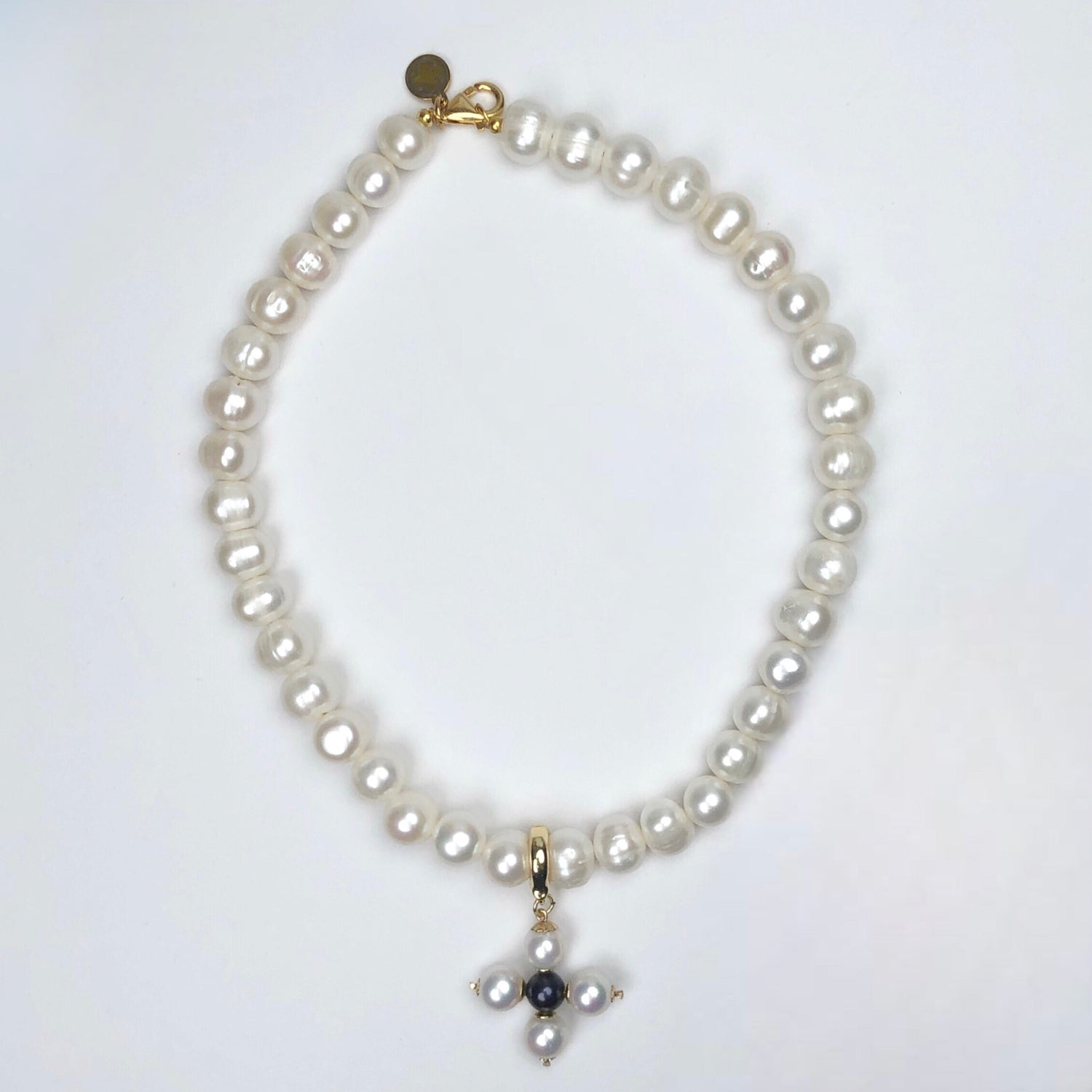 Perla Grande Freshwater Pearl with Freshwater Pearl Maltese Cross Necklace