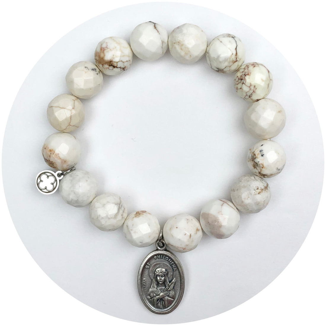 Fossil Agate With Saint Philomena Pendant