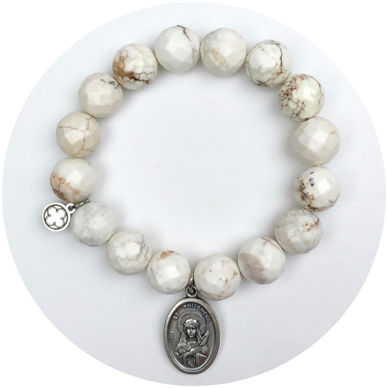 Fossil Agate With Saint Philomena Pendant