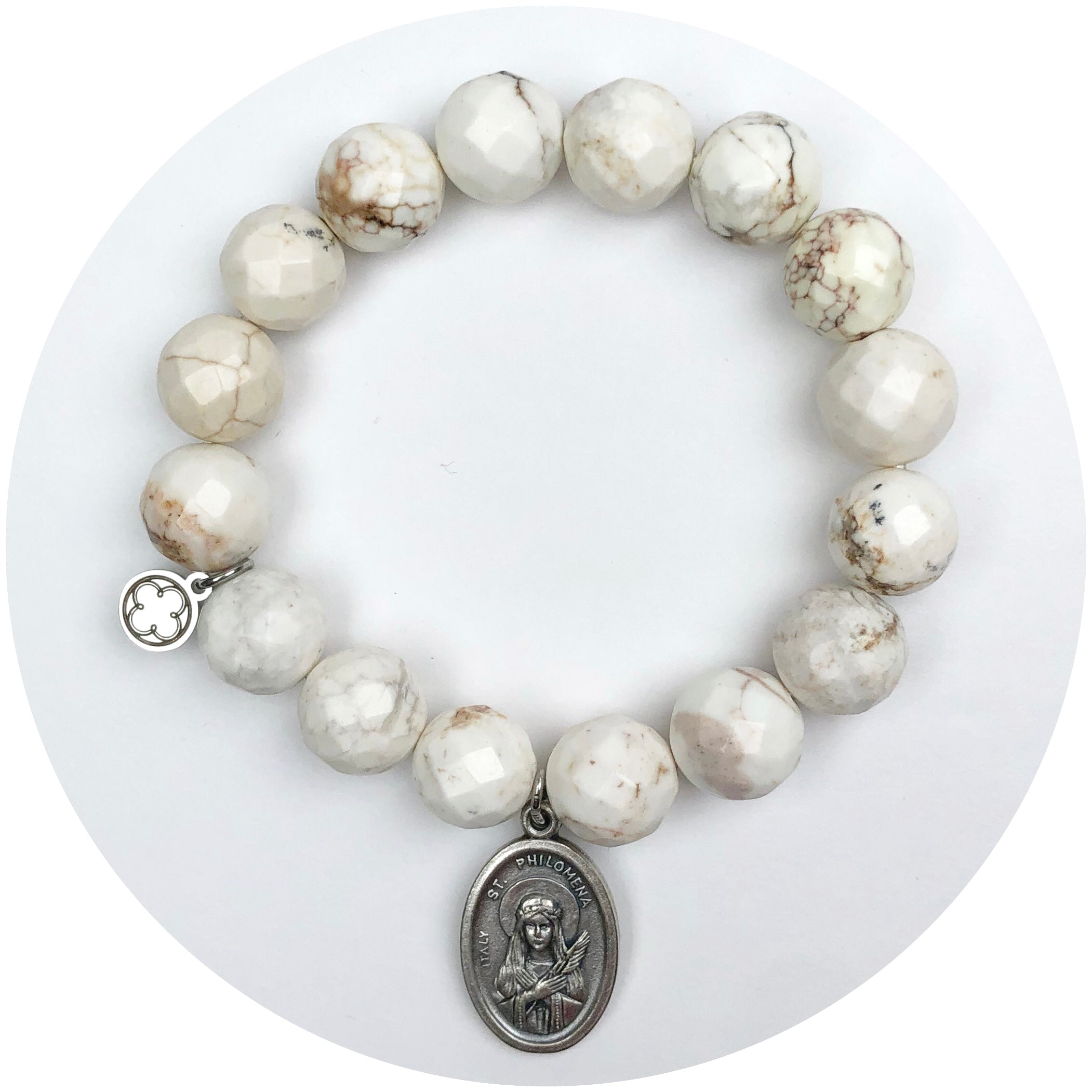 Fossil Agate With Saint Philomena Pendant