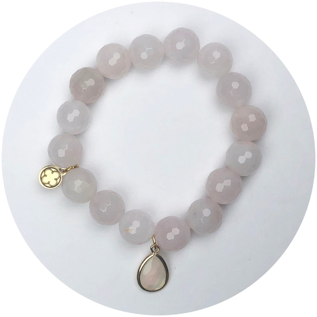 Misty Rose Agate with Pearl Tear Pendant