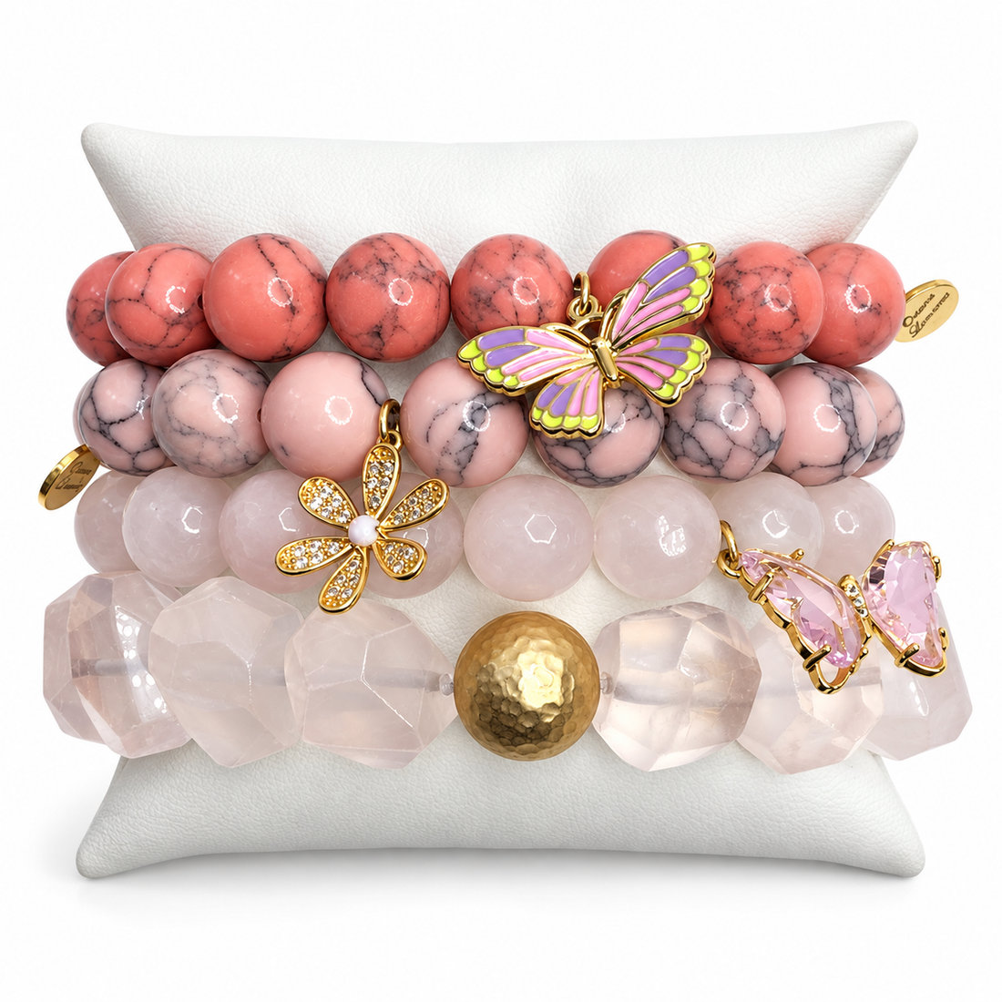 Ruffled Petals Armparty on white studio background