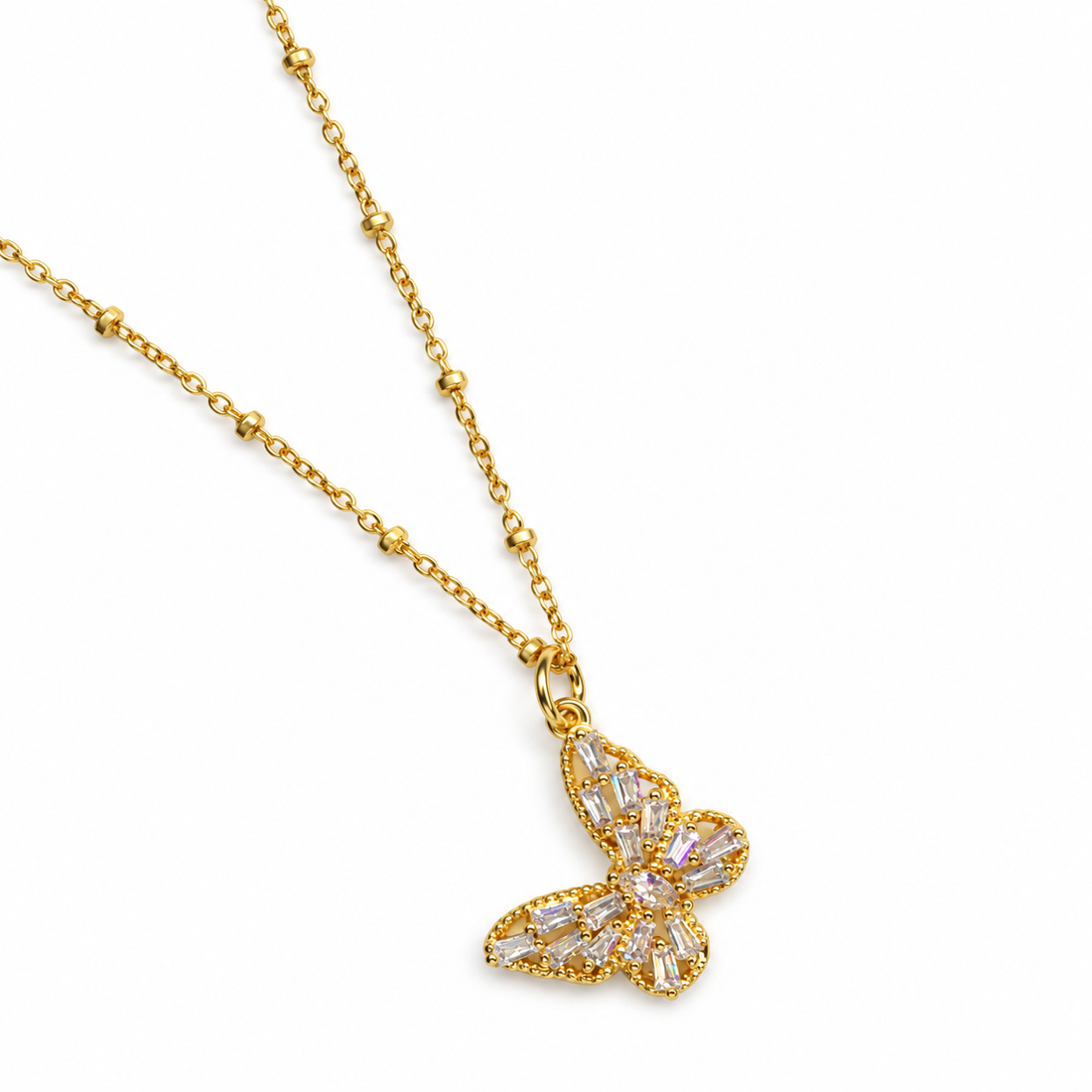 Small CZ Butterfly Necklace studio photo