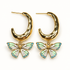 Camellia Green Butterfly Hoop Earring