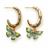 Camellia Yellow/Blue Butterfly Hoop Earring