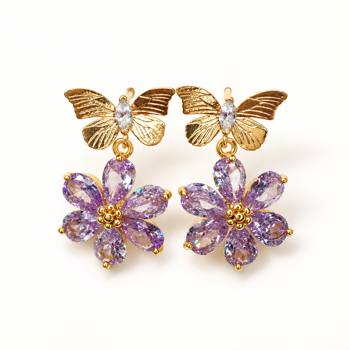 Daisy Purple  Butterfly Earring