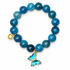 Blue Apatite with Aqua Glass Butterfly Pendant on white studio background