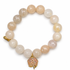 Peach Aventurine with Enamel Hydrangea Pendant on white studio background
