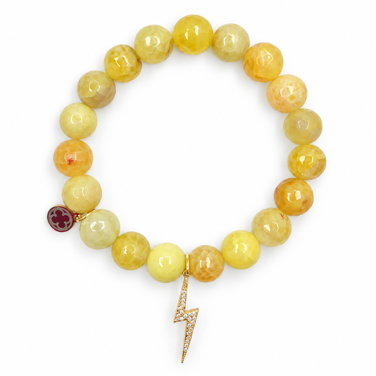 Yellow Agate with Pavé Lightning Bolt Pendant on white studio background