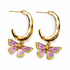 Camellia Lavender Butterfly Hoop Earring on a white background