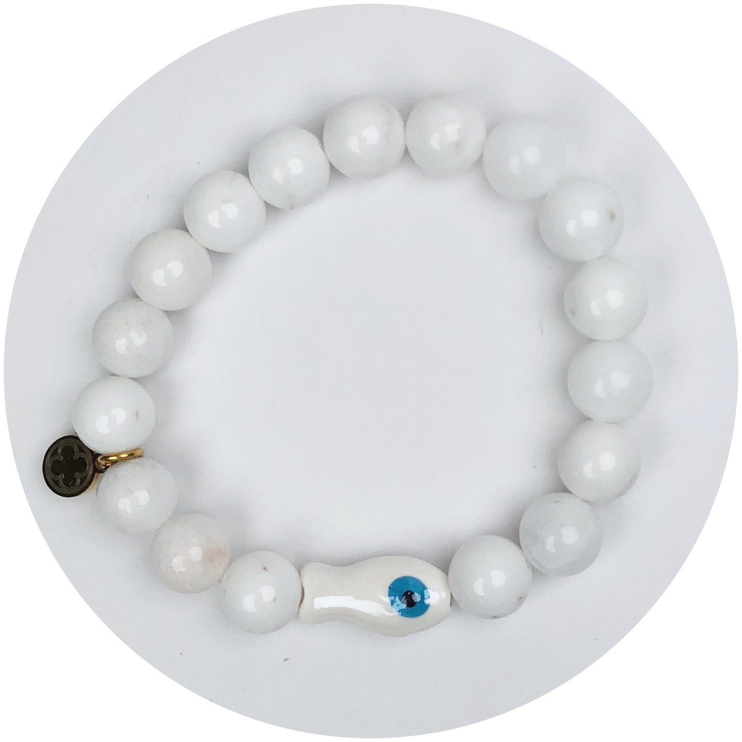 Snowy Jade with Ceramic Fish Spacer - Oriana Lamarca LLC