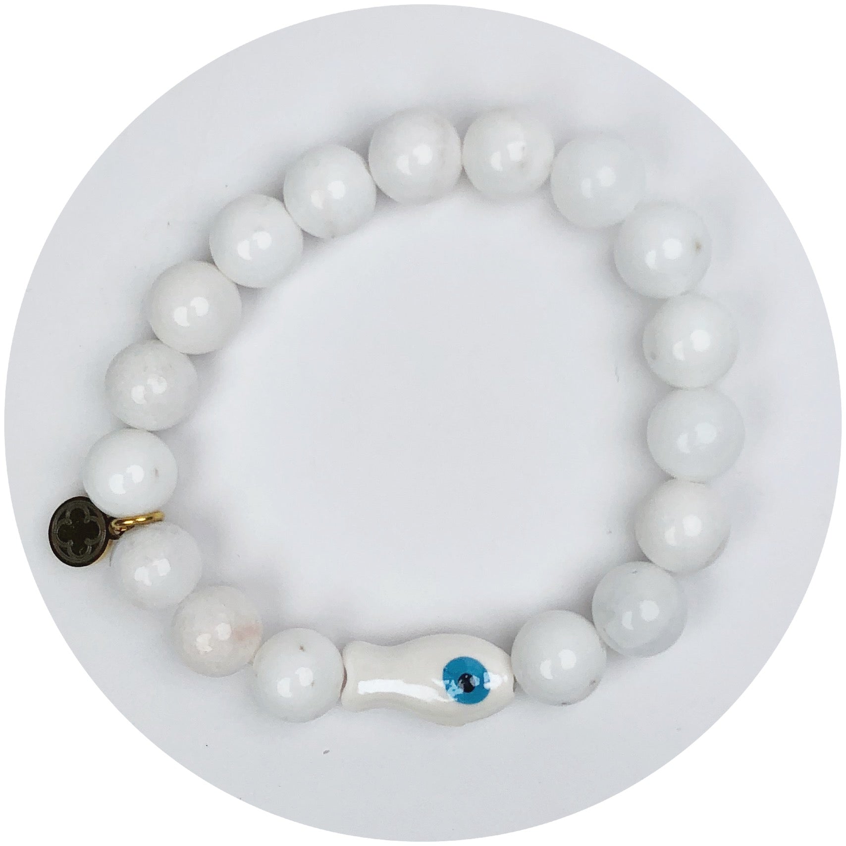 Snowy Jade with Ceramic Fish Spacer - Oriana Lamarca LLC