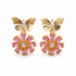Daisy Pink  Butterfly Earring on a white background
