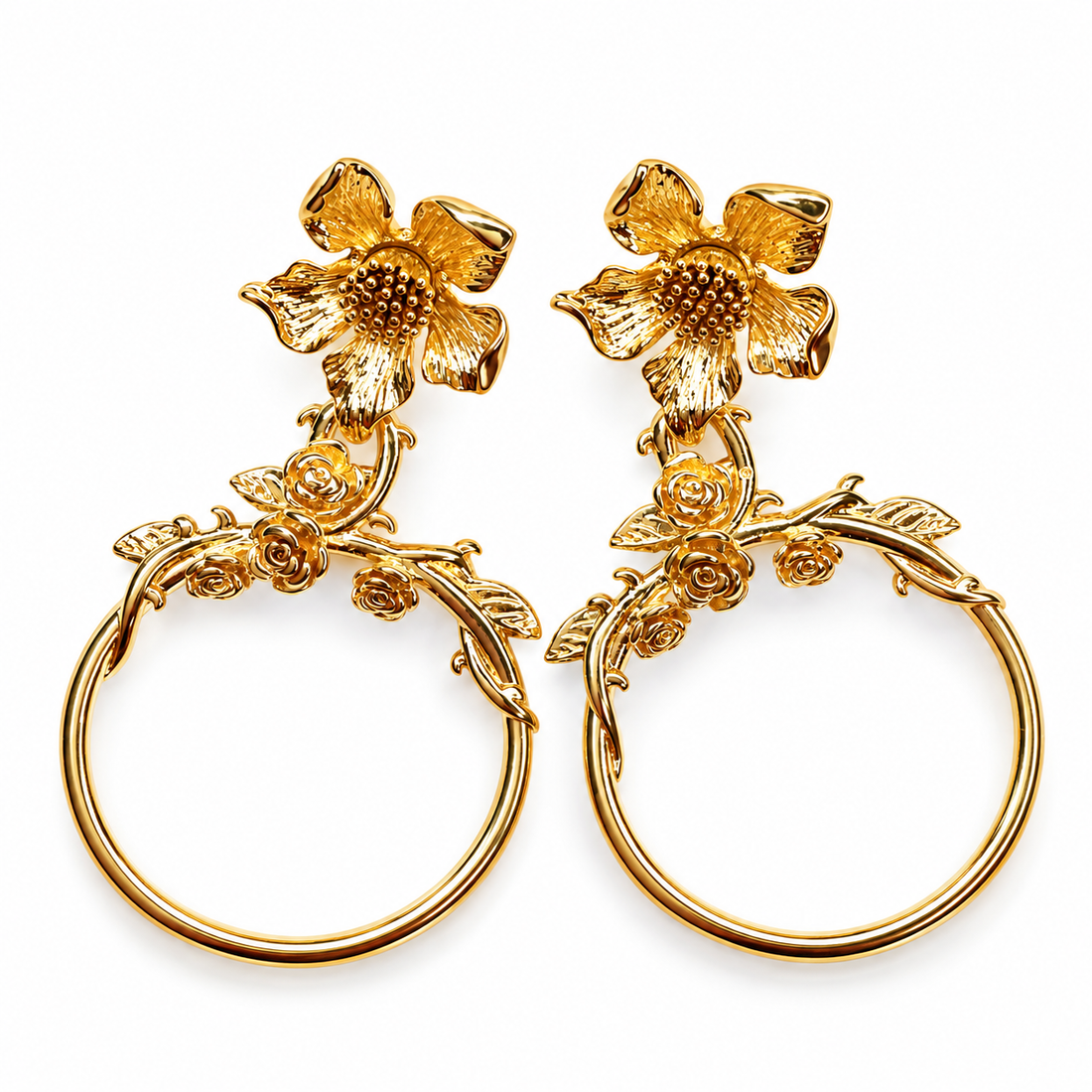 Magnolia Hoop Earrings on a white background