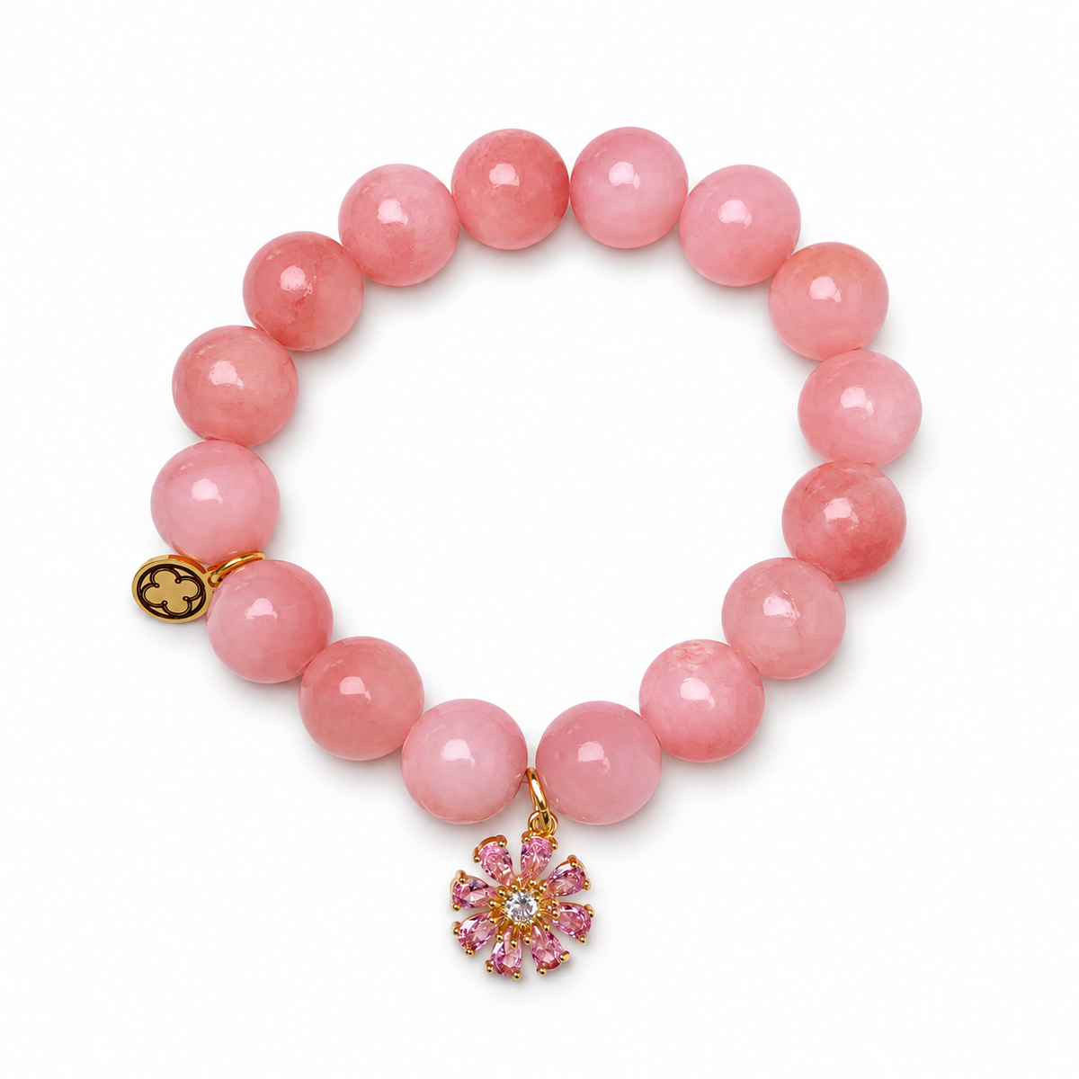 Rose Pink Jade with Pink Daisy Pendant - Oriana LaMarca Designs