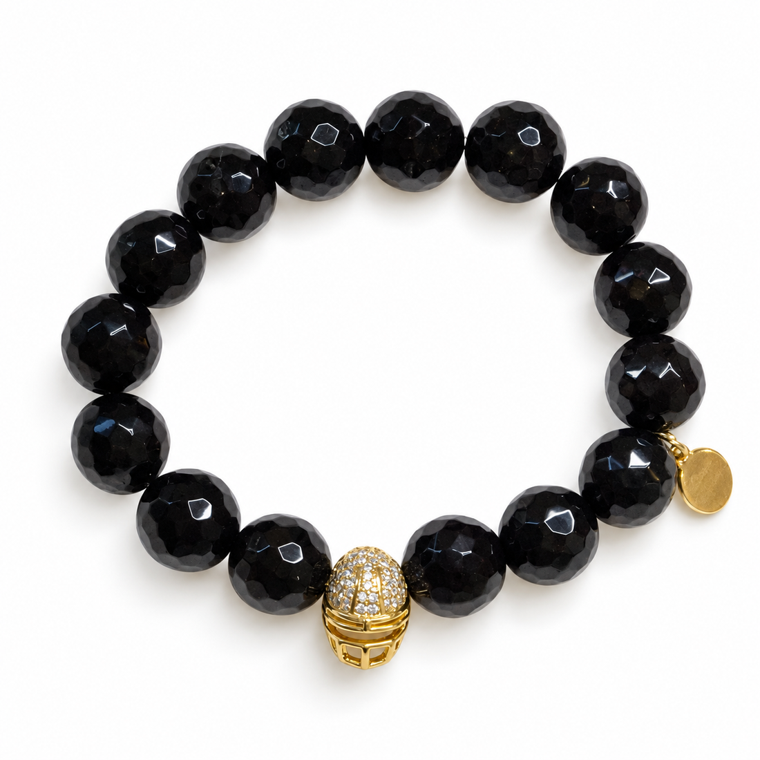 Black Onyx with Pavé Gold Helmet on white studio background
