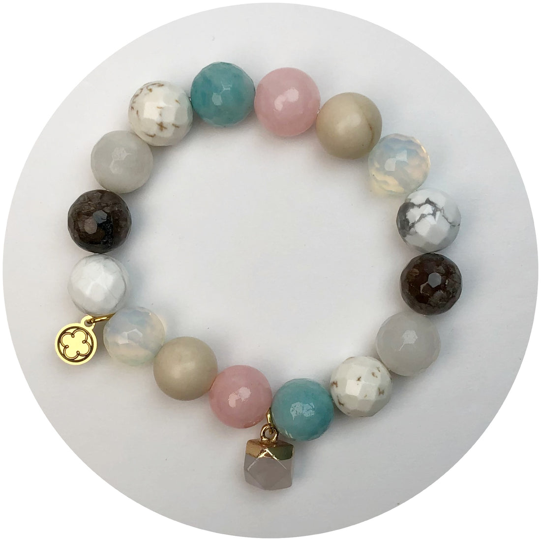 Caramella Mixed Agate with Rose Quartz Pendant