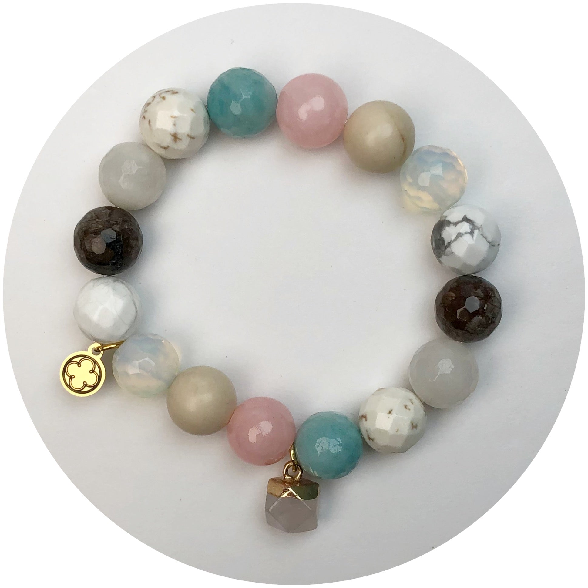 Caramella Mixed Agate with Rose Quartz Pendant