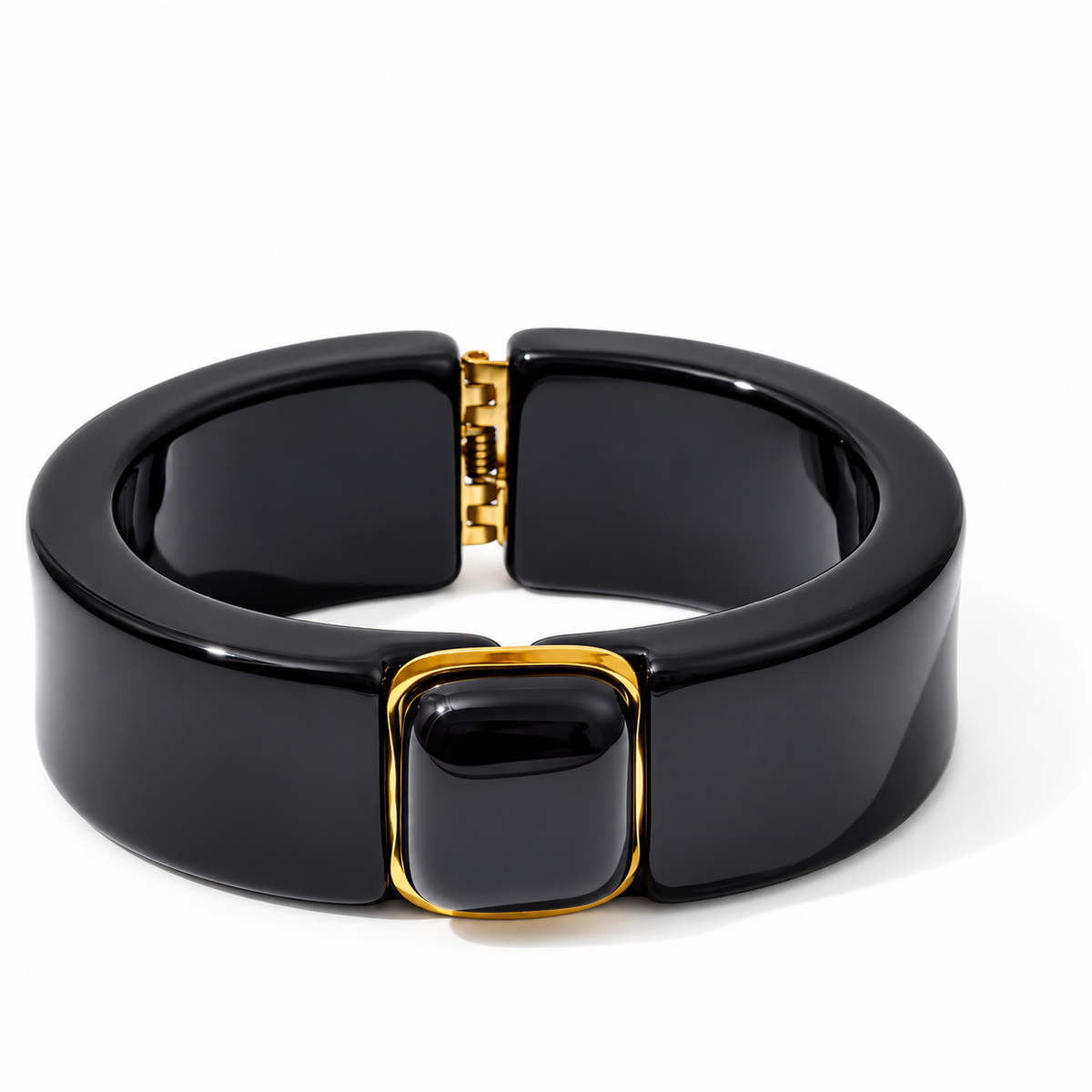 Valentina Black Hinged Bangle on a clean studio background