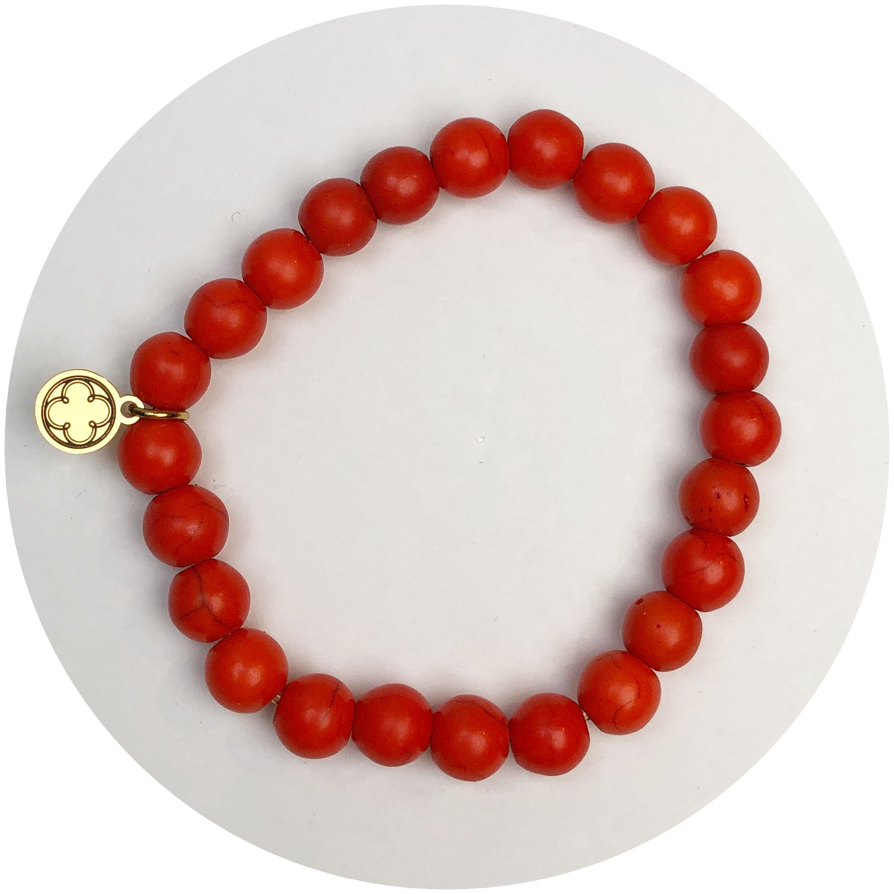 Orange Howlite Beaded Bracelet
