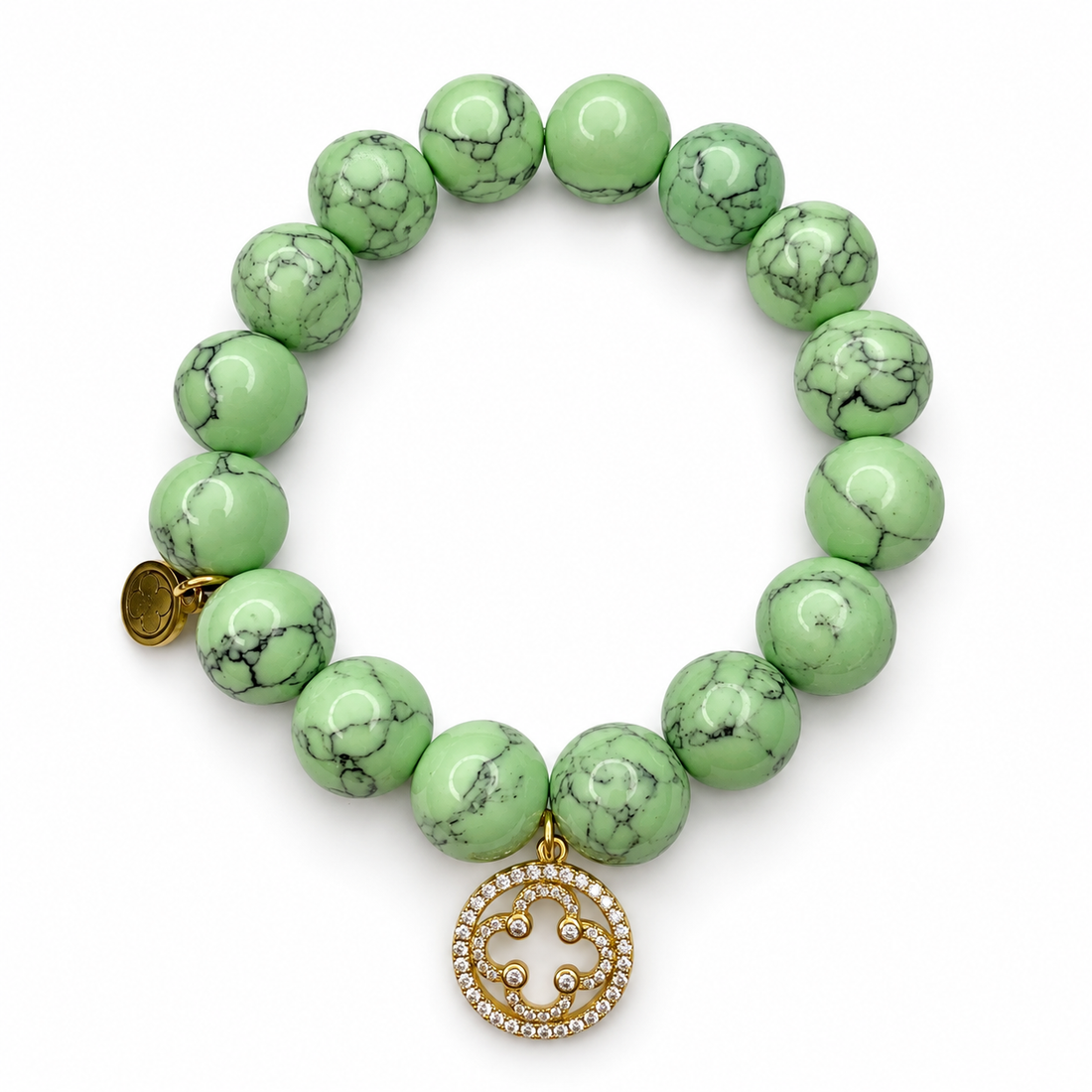 Mint Howlite with Pavé Gold Signature Logo - Oriana LaMarca Designs