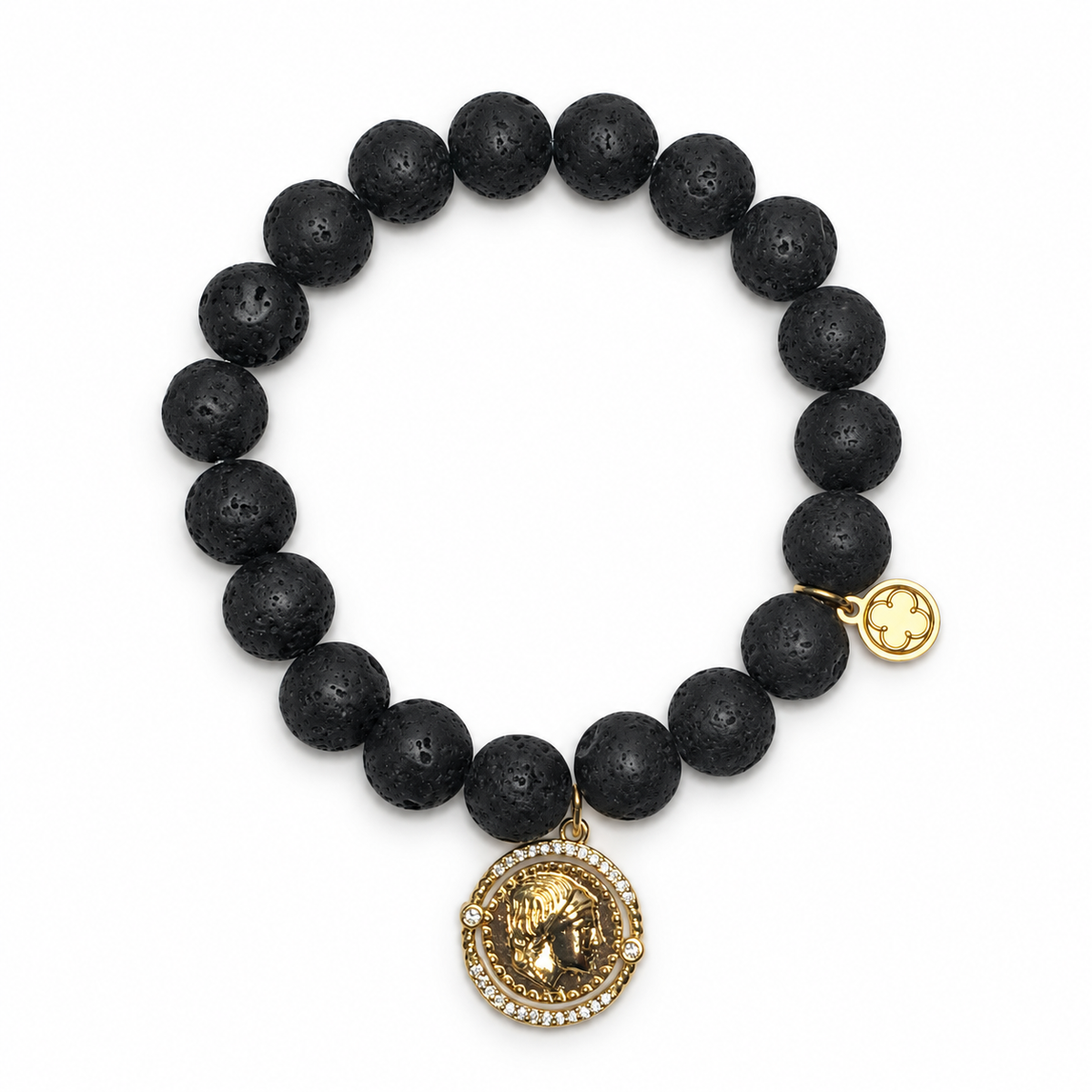 Black Lava with Roman Coin - Oriana LaMarca Designs
