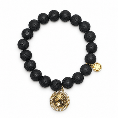 Black Lava with Roman Coin - Oriana LaMarca Designs