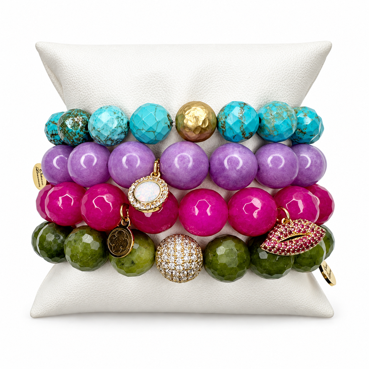 Colorful Kiss Armparty on white studio background
