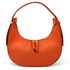 Mezza Luna Orange  Leather Handbag on a white background