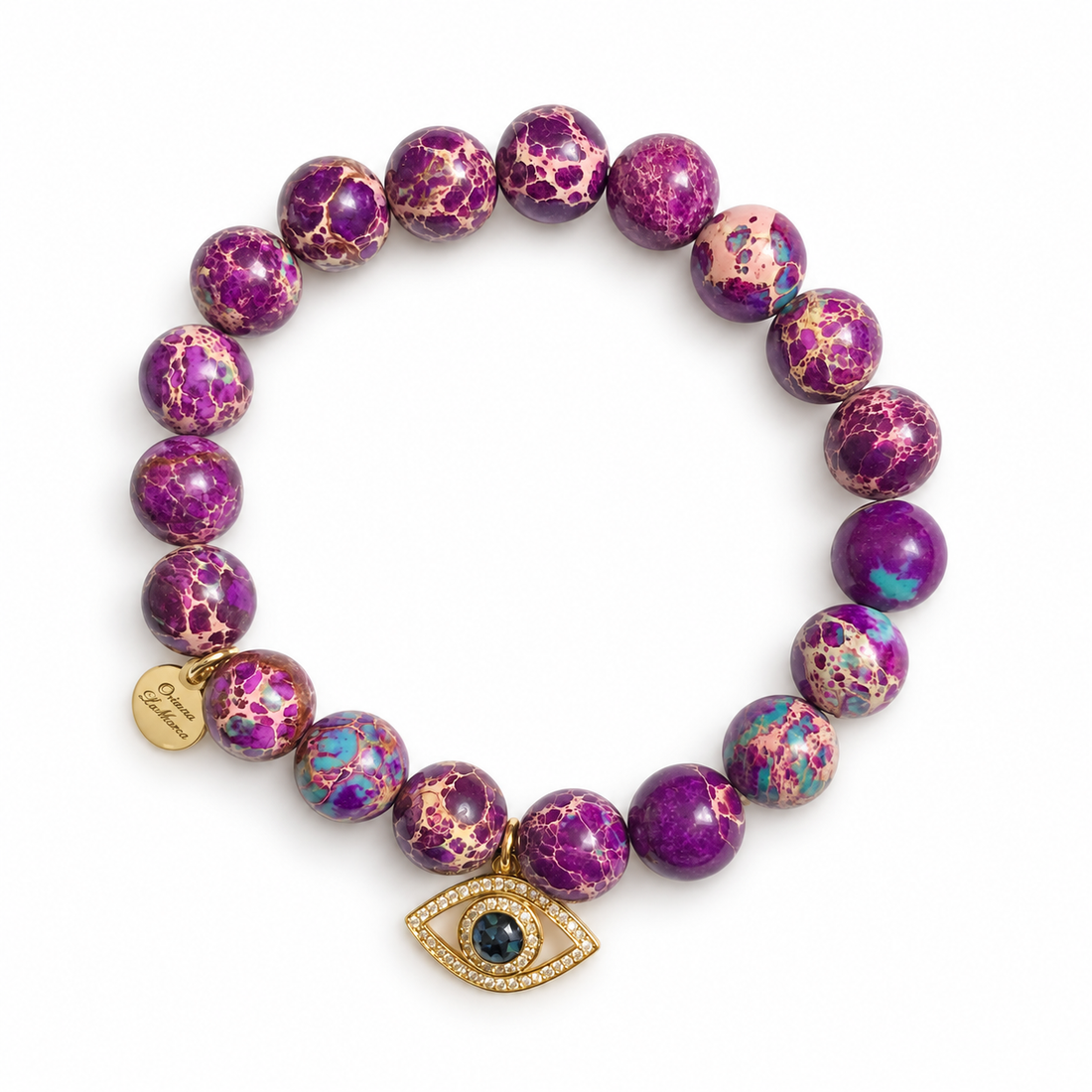 Purple Jasper with Abalone Evil Eye Pendant - Oriana LaMarca Designs