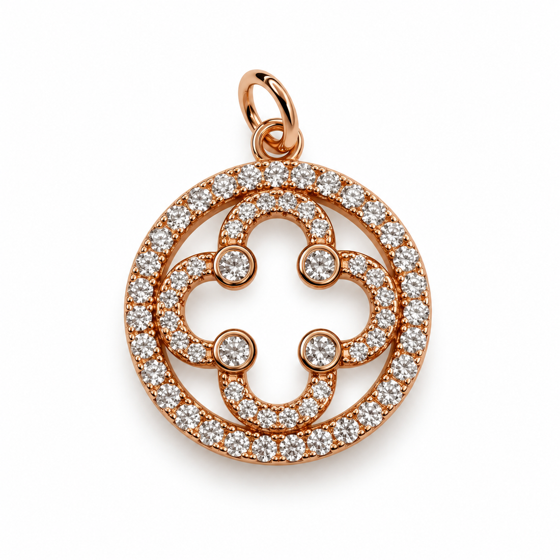 Rose Gold Pavé Signature Logo Pendant on a white background