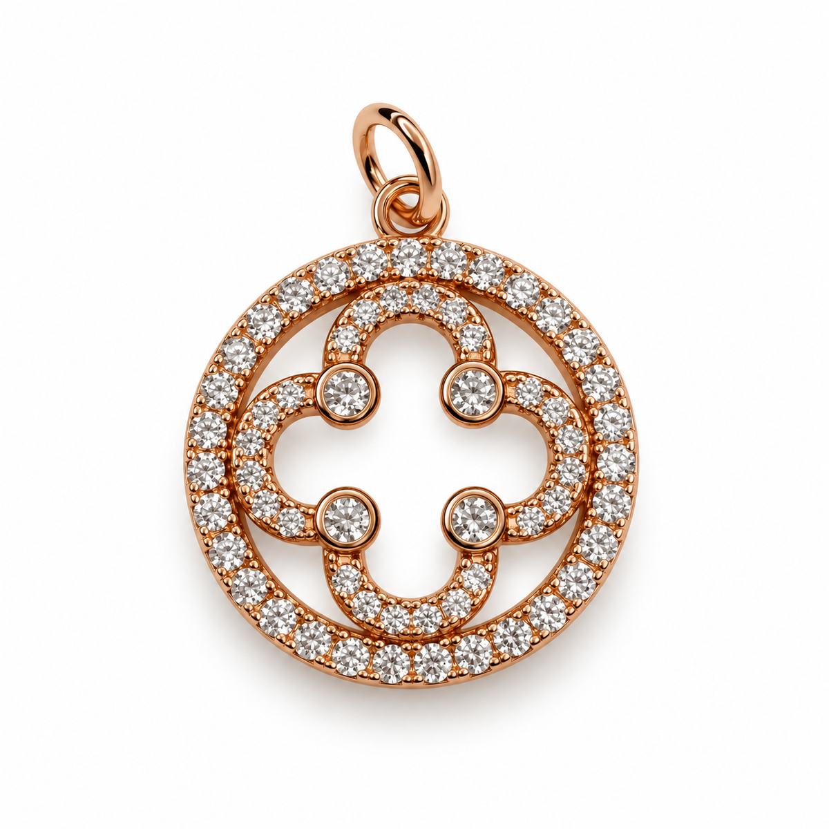 Rose Gold Pavé Signature Logo Pendant on a white background