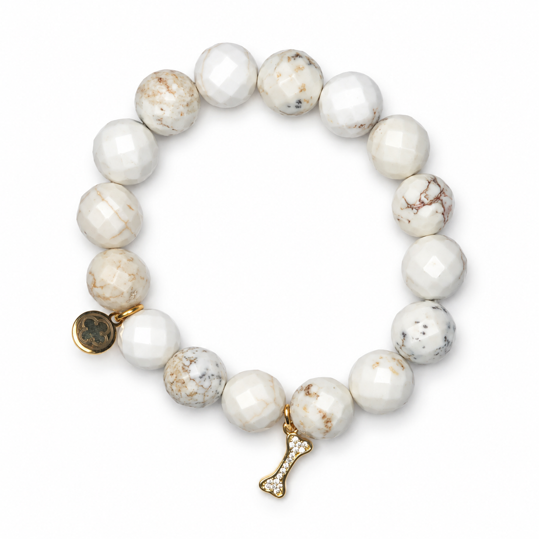 White Magnesite with Pavé Dog Bone Pendant — Oriana LaMarca