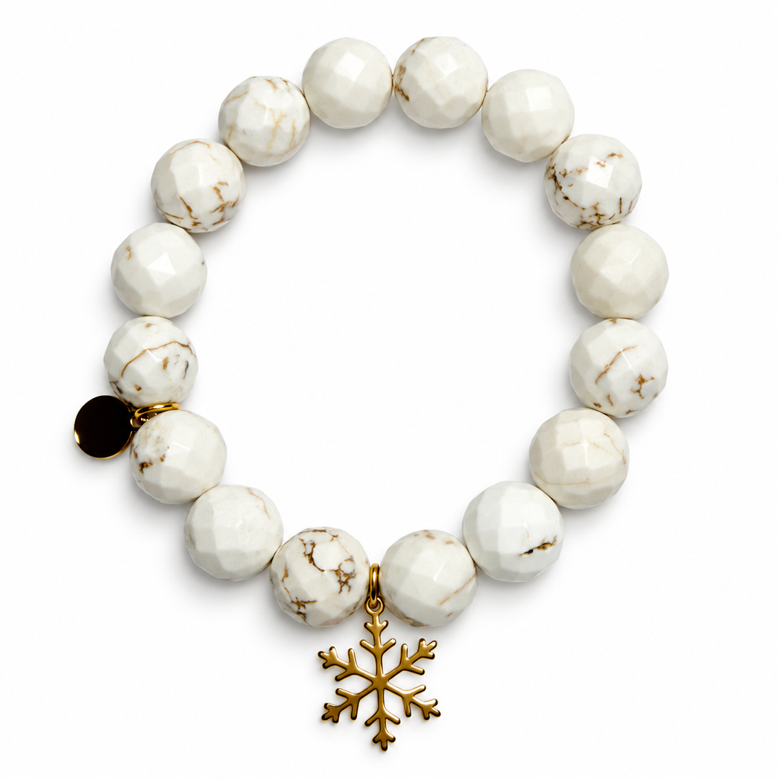 White Magnesite with Gold Pavé Stellar Snowflake — Oriana LaMarca